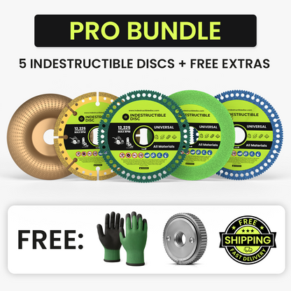Pro Bundle with five Indestructible Discs for metal, stone, tile, glass and wood, plus free extras