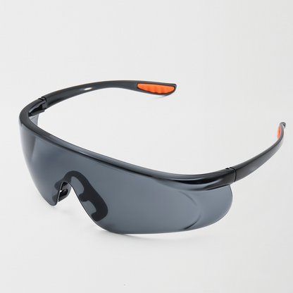Safety glasses for grinding and cutting with tinted wraparound lens