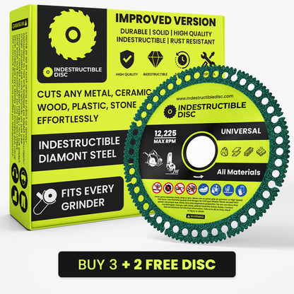Indestructible Disc 2.0 metal cutting disc in its retail box, green 4 inch disc for angle grinders