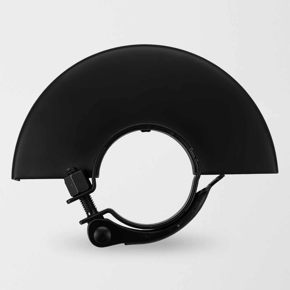 Angle grinder guard with quick-lock clamp, black steel cover