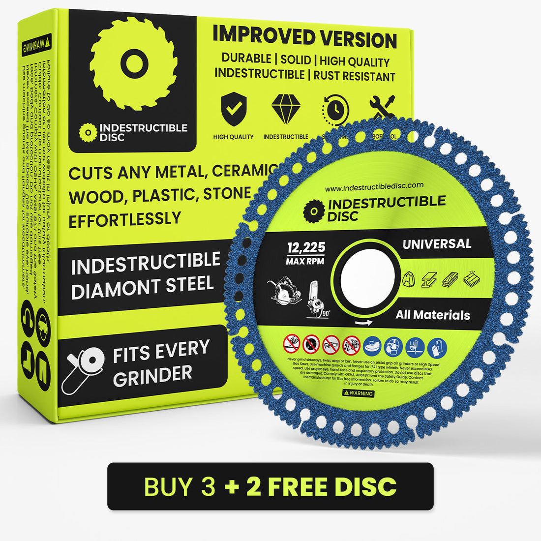 Indestructible Disc 4.0 tile cutting disc in its retail box, blue 4 inch disc for angle grinders