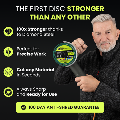 Craftsman holding an angle grinder with an Indestructible Disc