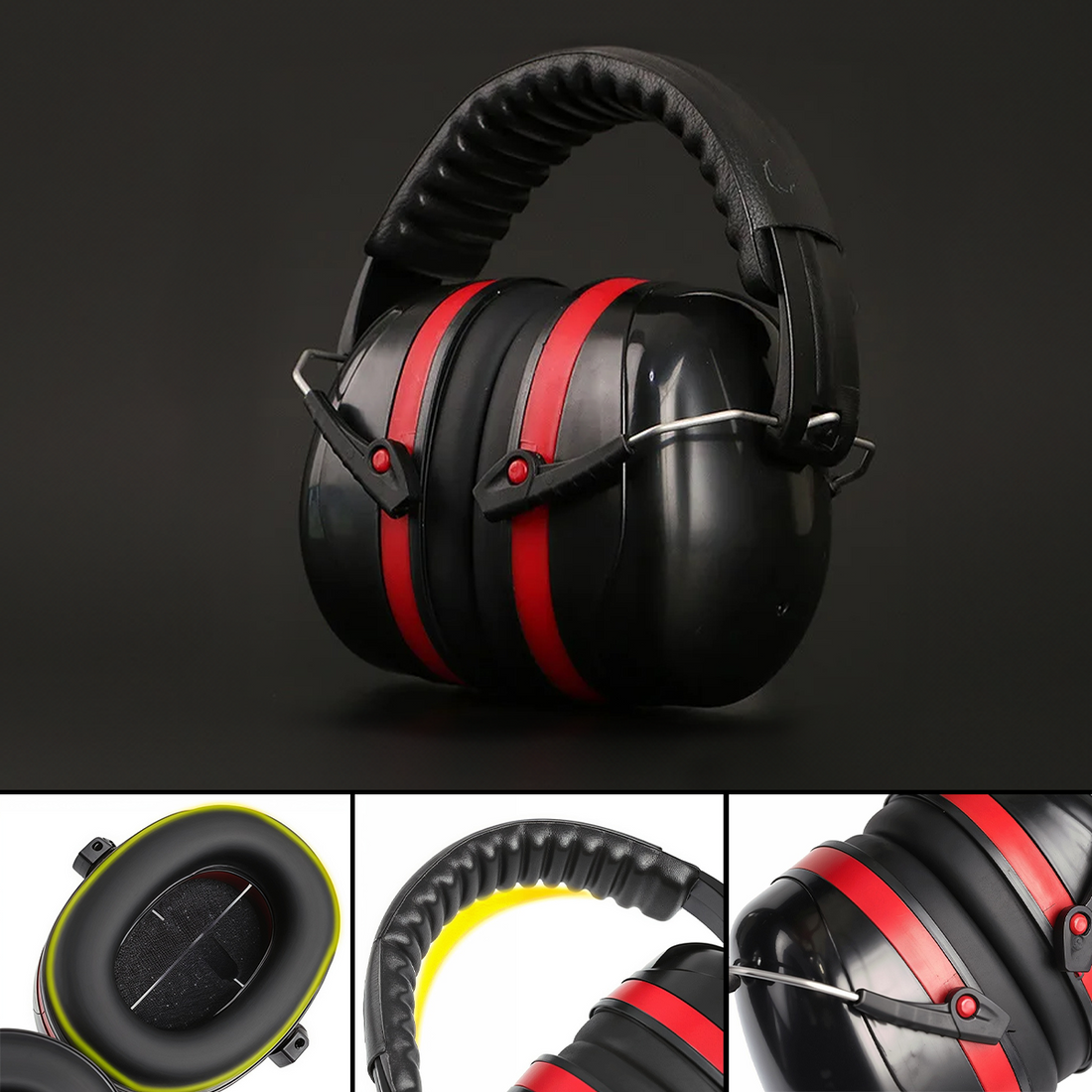 Detail view of the earmuff cups and adjustable headband