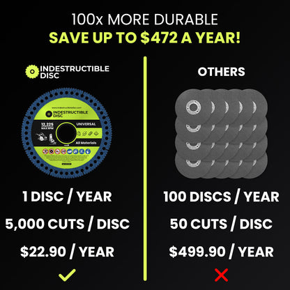 Cost comparison: one Indestructible Disc 4.0 per year against 100 ordinary discs