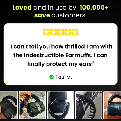 Five star customer review of the hearing protection earmuffs with customer photos