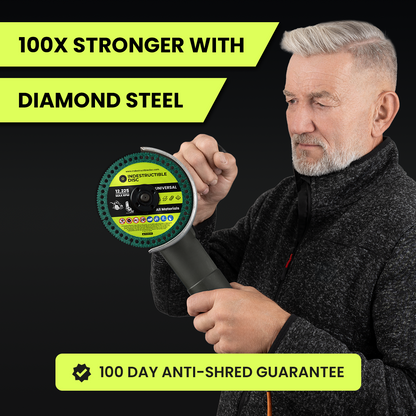 Craftsman cutting with an angle grinder fitted with an Indestructible Disc