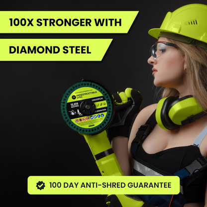Worker in safety gear using an angle grinder with an Indestructible Disc