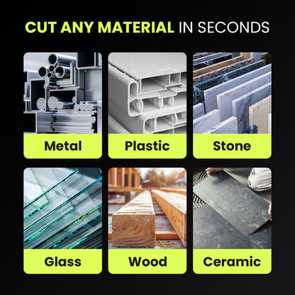Materials the disc cuts: metal, plastic, stone, glass, wood and ceramic