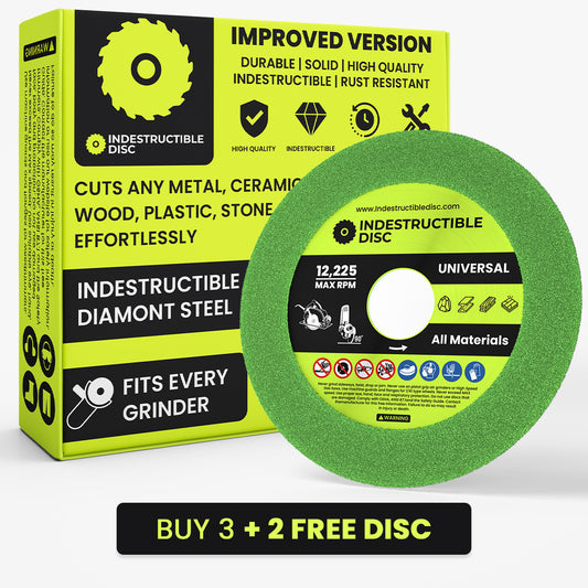 Indestructible Disc glass cutting disc for angle grinders next to its retail box